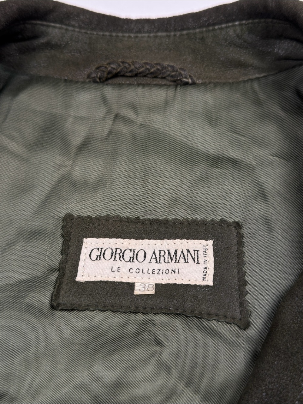 Vintage Giorgio Armani Suede Moto Leather Full Zip Bomber Jacket Mens 38 Medium - Picture 9 of 15